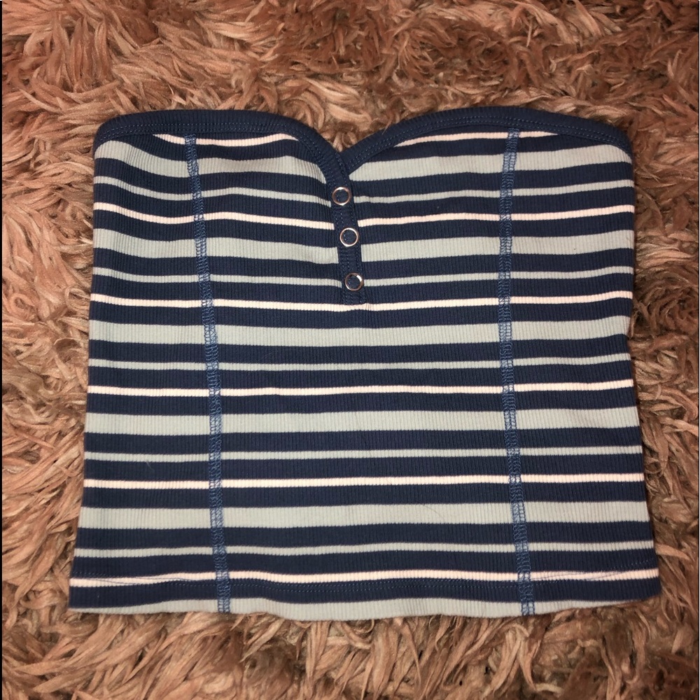 Blue striped tube top